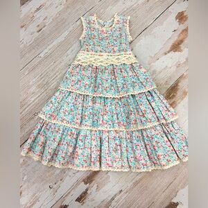 Little Prim Cottagecore Prairie Meadow Fairy Ditsy Tiered Dress Girl Size 4